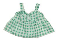 Zeleno-bílý kostkovaný crop top Shein