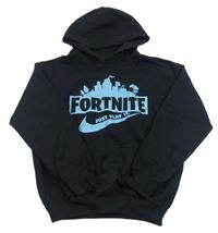 Černá mikina s potiskem Fortnite a kapucí Gildan 