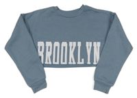 Modrá crop mikina s nápisem Peacocks