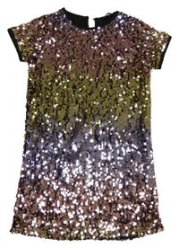 Růžovo-žluto-fialové flitrované šaty Pep&Co