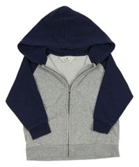 Šedo-tmavomodrá propínací mikina s kapucí H&M