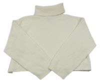Bílý crop oversize svetr s rolákem New Look