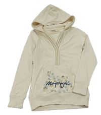 Smetanové triko s potiskem a kapucí Napapijri