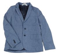 Modré melírované lněné sako H&M