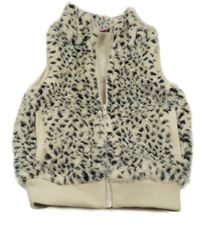 Béžová kožešinová podšitá propínací vesta s flíčky 