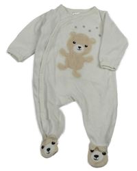 Bílý sametový overal s medvědem H&M