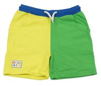 Zeleno-žluto-modré teplákové kraťasy Mitch&Son