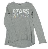 Šedé melírované triko s nápisy Tom Tailor