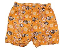 Oranžové plátěné kraťasy s květinami Topomini