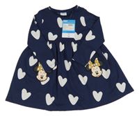 Nové - Tmavomodré šaty se srdíčky a Minnie F&F