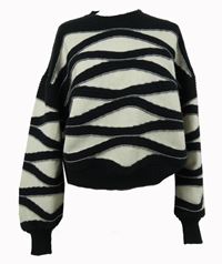Dámský smetanovo-černý vzorovaný crop svetr 
