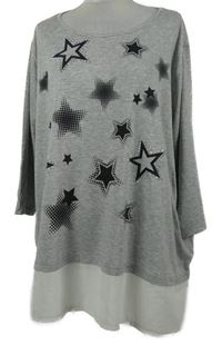 Dámská šedo-bílá tunika s hvězdami a kamínky Janina vel. 54