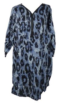 Dámská modro-černá vzorovaná šatová tunika Isolde 