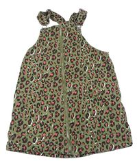 Khaki-růžové vzorované riflové laclové šaty Matalan 