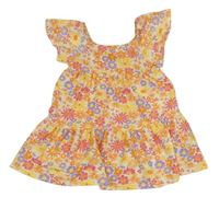 Bílo-lila-oranžové květované šaty Primark