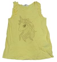 Žlutý top s jednorožcem a volánky H&M