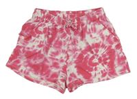Růžovo-bílé batikované teplákové kraťasy H&M