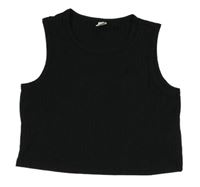 Černý žebrovaný crop top Shein