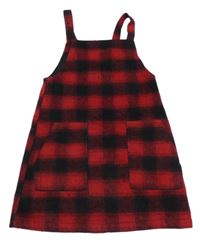 Černo-červené kostkované vlněné šaty Next