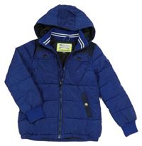 Tmavomodrá šusťáková zimní bunda s kapucí Hema