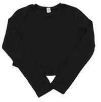 Černé žebrované crop triko Shein