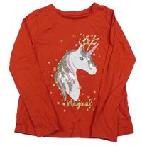 Červené triko s jednorožcem Primark