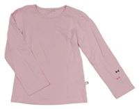 Světlerůžové triko s mašličkami na rukávu