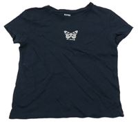 Tmavomodré tričko s motýlem Kiabi