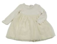 Bílo-smetanové bavlněno/tylové šaty Primark