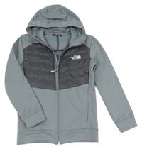 Šedá sportovní funkční bundomikina s logem a kapucí The North Face
