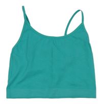 Tyrkysový žebrovaný crop top 