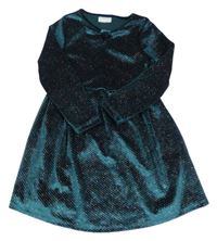 Tmavozelené třpytivé sametové šaty Matalan