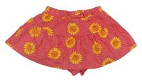 Růžová bavlněná sukně se sluníčky a všitými kraťasy Matalan