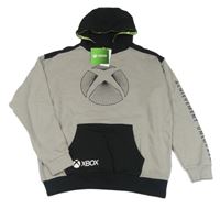 Nové - šedo-černá mikina X-box s kapucí 