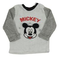 Bílo-šedá chlupatá mikina s Mickeym Primark
