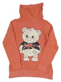 Lososová mikina s medvídkem a límcem zn. Crash One 