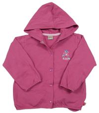 Růžová propínací mikina s květem a kapucí Kanz