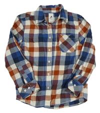 Tmavomodro-rezevo-bílá kostkovaná flanelová košile C&A