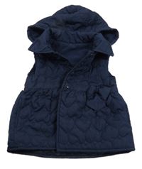 Tmavomodrá šusťáková prošívaná zateplená vesta s kapucí Matalan