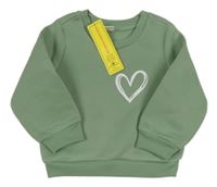 Nové - Zelenošedá mikina se srdíčkem Shein