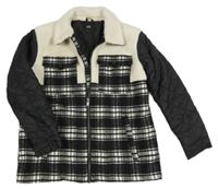 Černo-bílá vlněno/šusťáková zimní bunda River Island