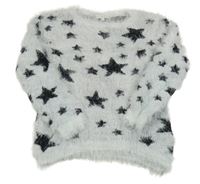 Bílý chlupatý svetr s hvězdičkami Charles Vögele
