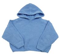 Světlemodrý žinylkový crop svetr s kapucí Matalan 