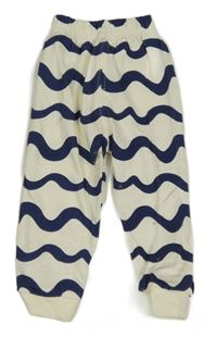 Smetanovo-tmavomodré vzorované tepláky 