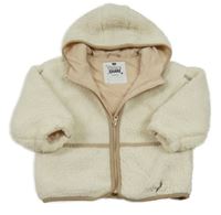Smetanová huňatá podšitá bunda s kapucí F&F