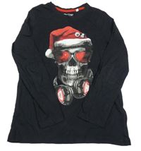 Černé triko s lebkou C&A