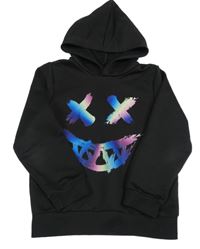 Černá sportovní mikina s potiskem a kapucí 