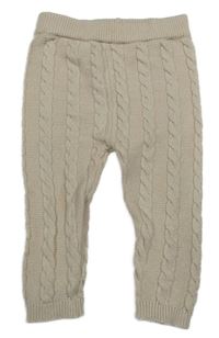 Béžové vzorované pletené kalhoty M&S