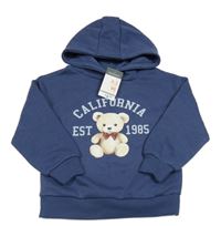 Nové - Tmavomodrá mikina s medvídkem a kapucí Primark 