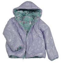 Levandulová šusťáková zimní oboustranná bunda s kapucí Little kids